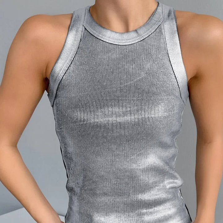 Women’s Tank Top with Ribbed Texture & Round Neck | Casual