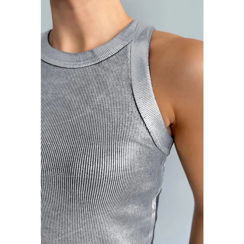 Women’s Tank Top with Ribbed Texture & Round Neck | Casual