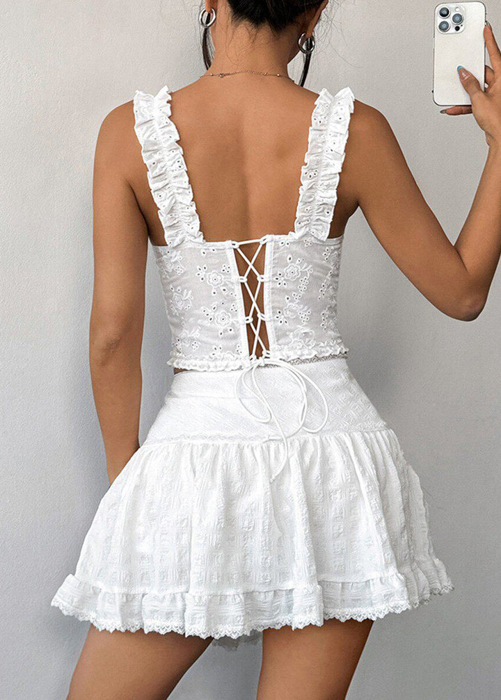 Women’s Tank Top with Ruffle Straps & Bow Detail | Corset