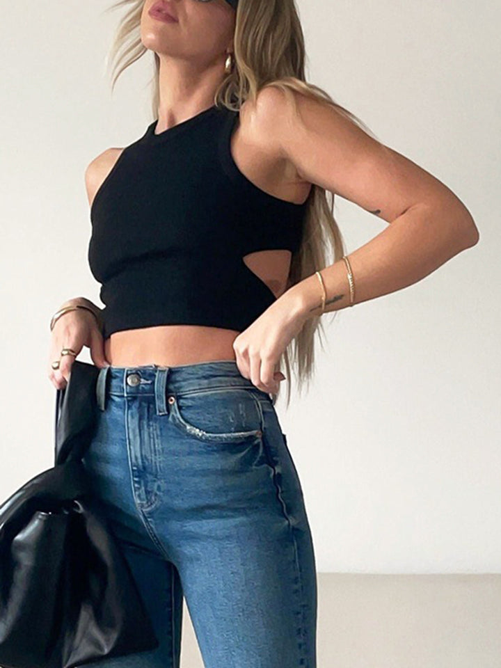Women’s Tank Top with Side Cut Outs & Open Back | Cropped
