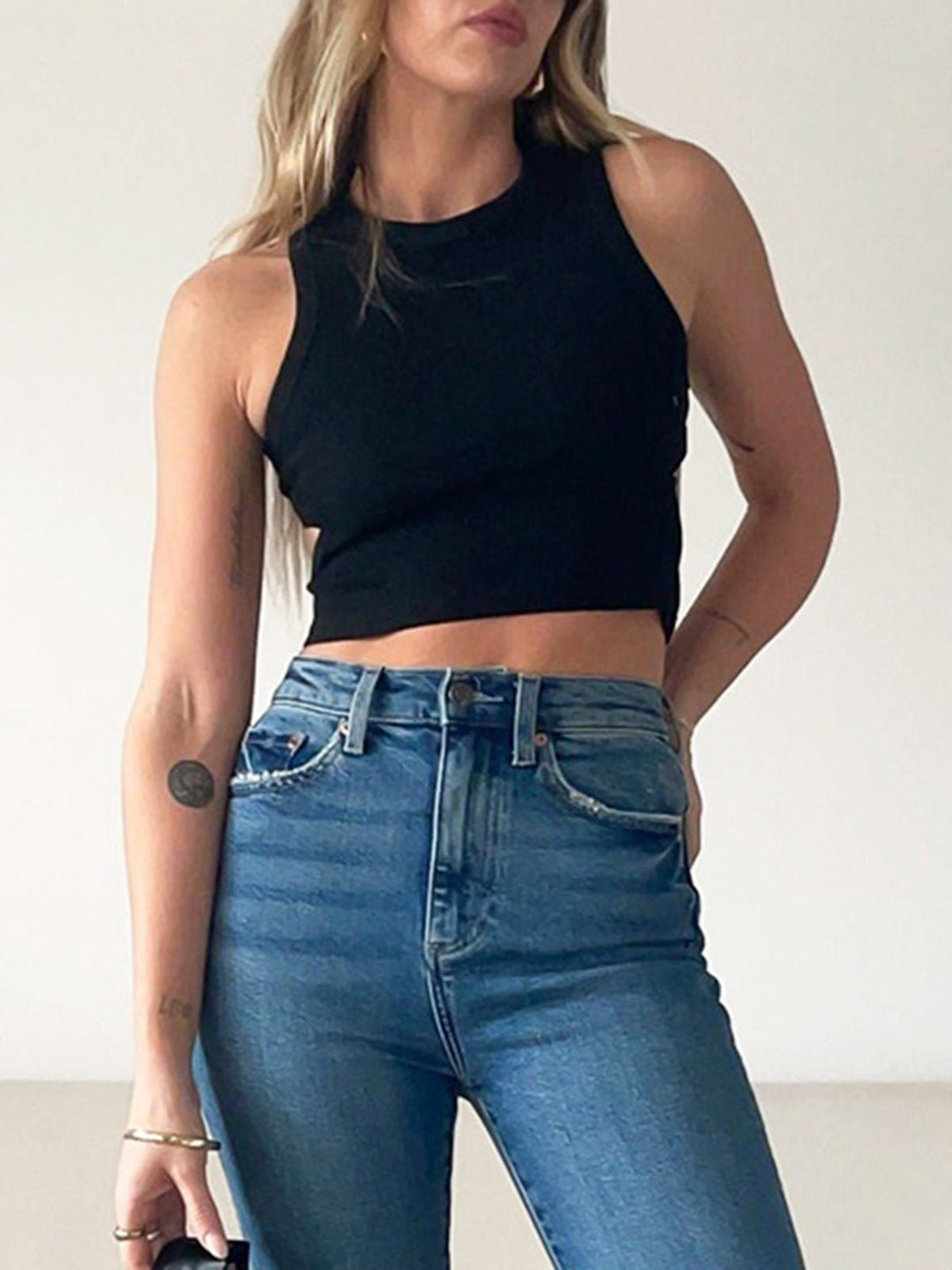 Women’s Tank Top with Side Cut Outs & Open Back | Cropped
