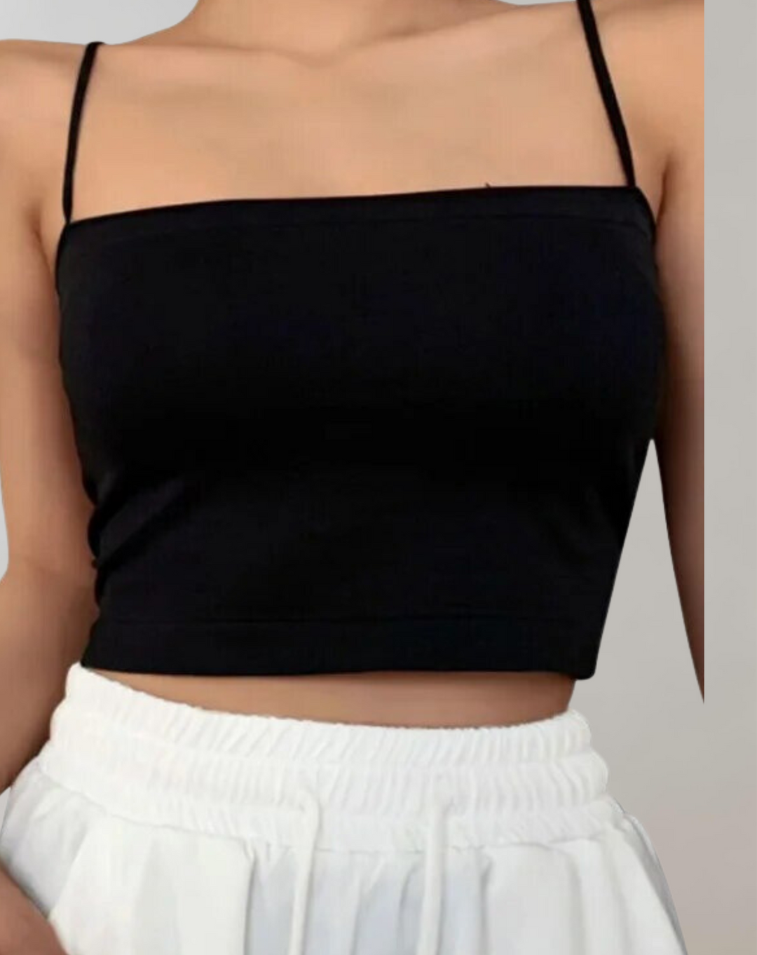 Women's Tank Top with Straight Neckline | Cropped