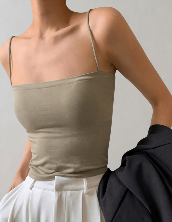 Women's Tank Top with Straight Neckline | Cropped