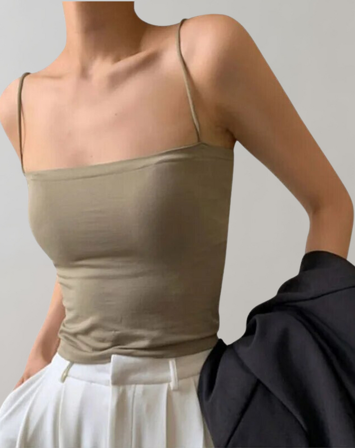 Women's Tank Top with Straight Neckline | Cropped