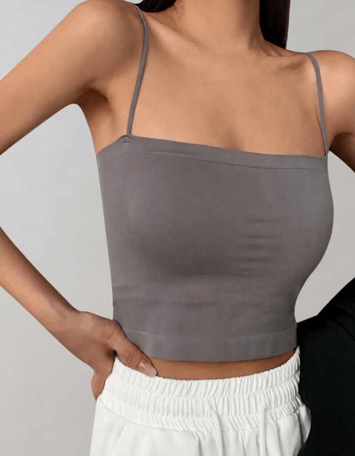 Women's Tank Top with Straight Neckline | Cropped
