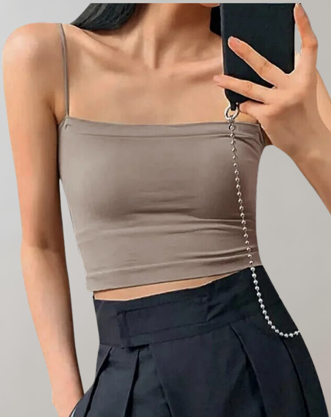 Women's Tank Top with Straight Neckline | Cropped
