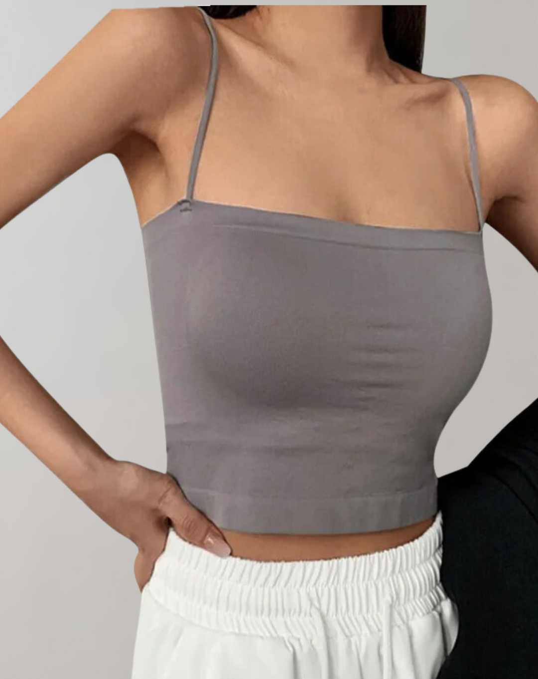 Women's Tank Top with Straight Neckline | Cropped