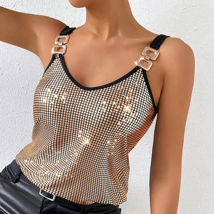 Women’s Tank Top with V-Neck & Link Straps | Sparkly