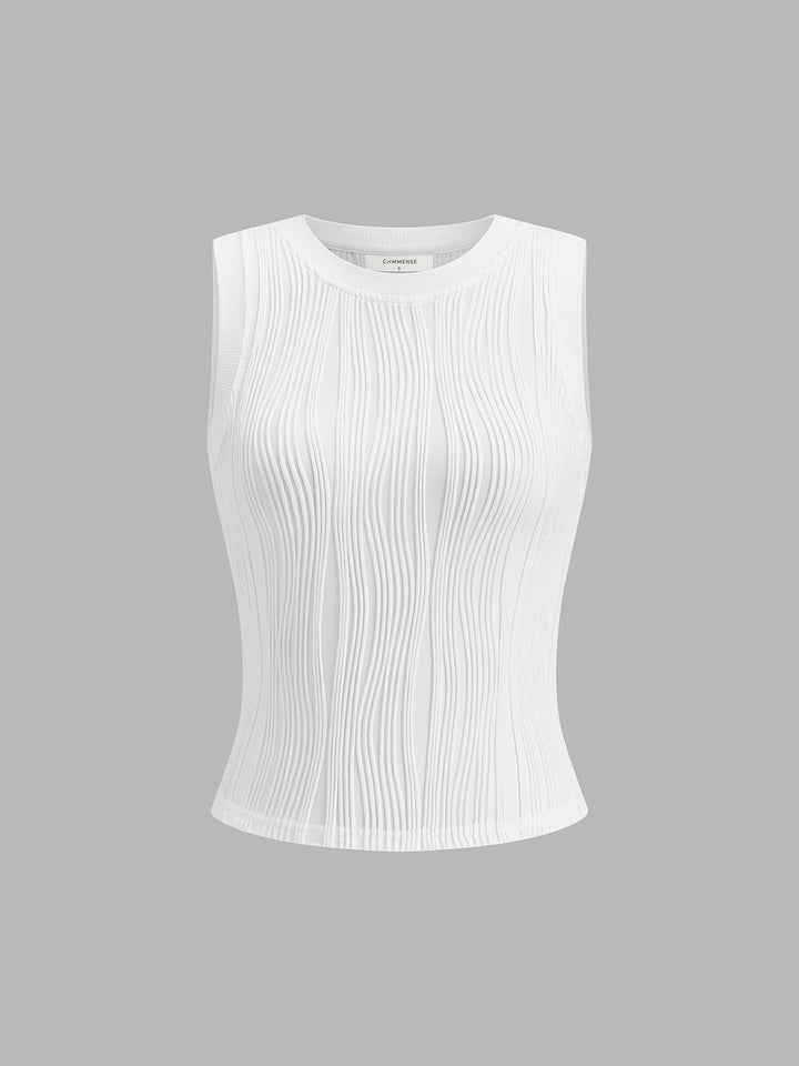 Women's Tank Top with Wave Texture | Round Neck