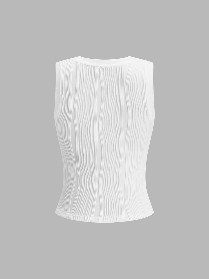 Women's Tank Top with Wave Texture | Round Neck