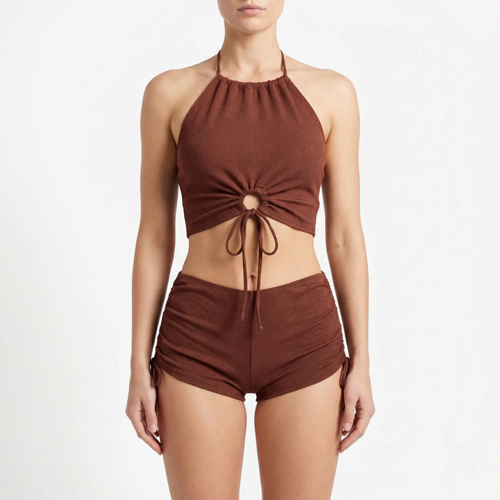 Women's Tankini Halter Crop & Shorts Set | Summer