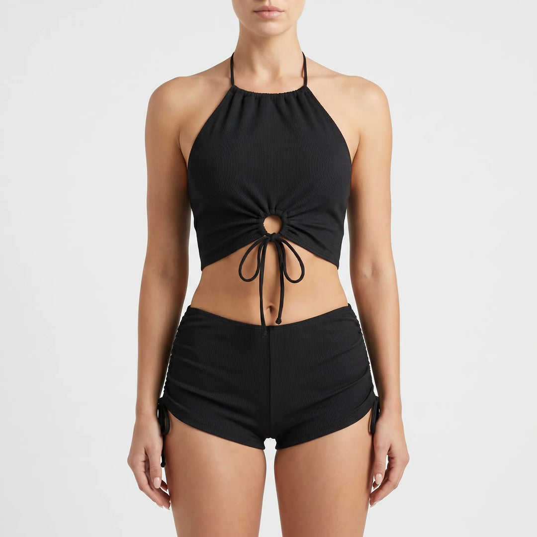 Women's Tankini Halter Crop & Shorts Set | Summer