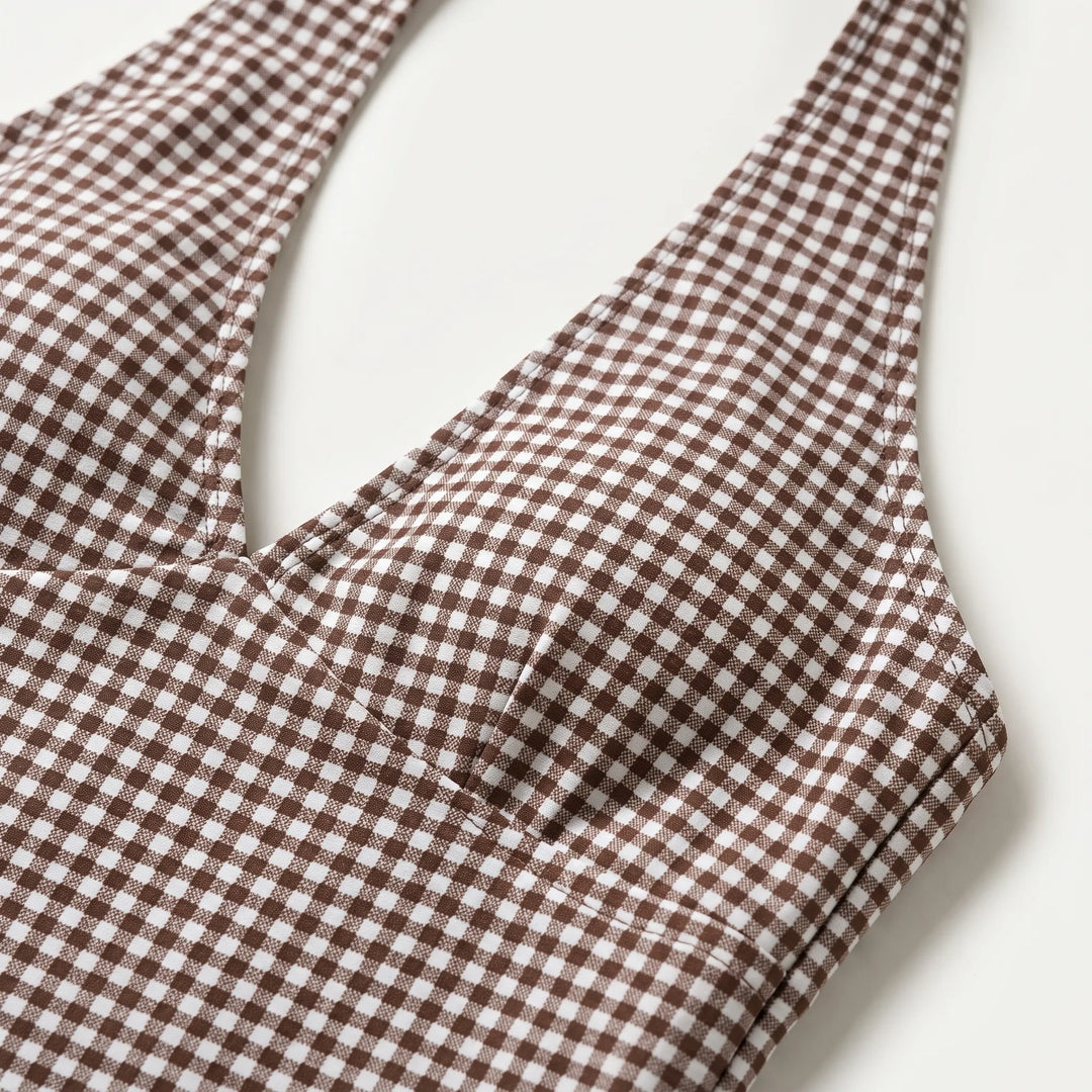 Women's Tankini with Halter Neck & Gingham Print | Summer