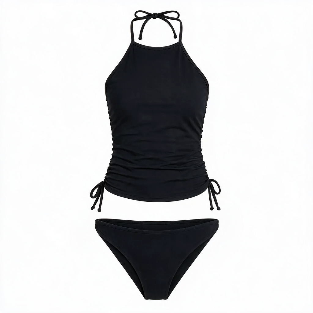 Women's Tankini with Halter Neck | Ruched Sides