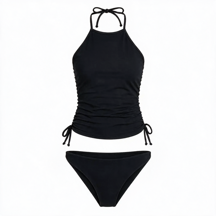 Women's Tankini with Halter Neck | Ruched Sides