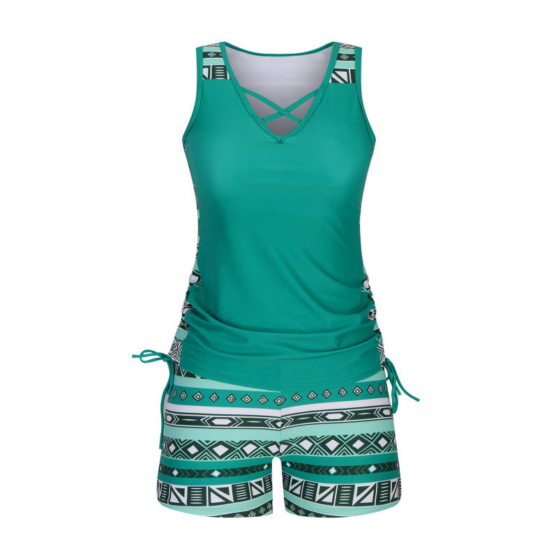 Women's Tankini with Shorts | Criss-Cross Neck