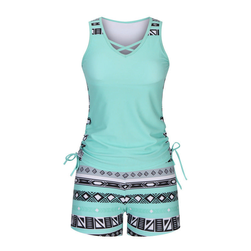 Women's Tankini with Shorts | Criss-Cross Neck