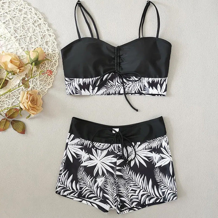 Women's Tankini with Tie-Front | Tropical Print