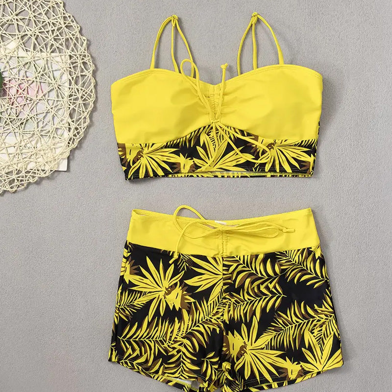 Women's Tankini with Tie-Front | Tropical Print