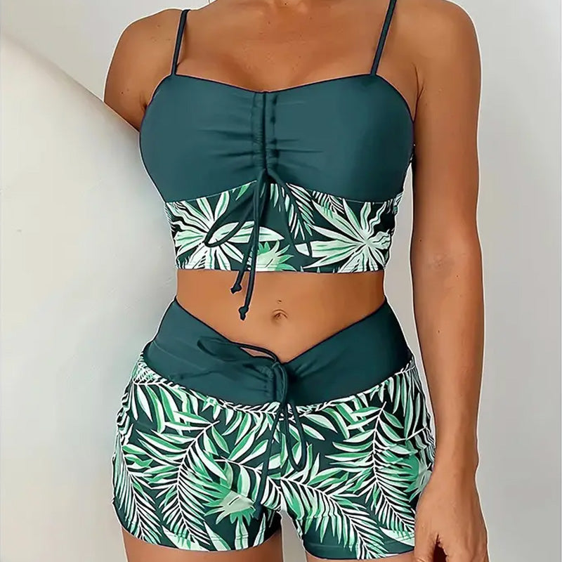 Women's Tankini with Tie-Front | Tropical Print