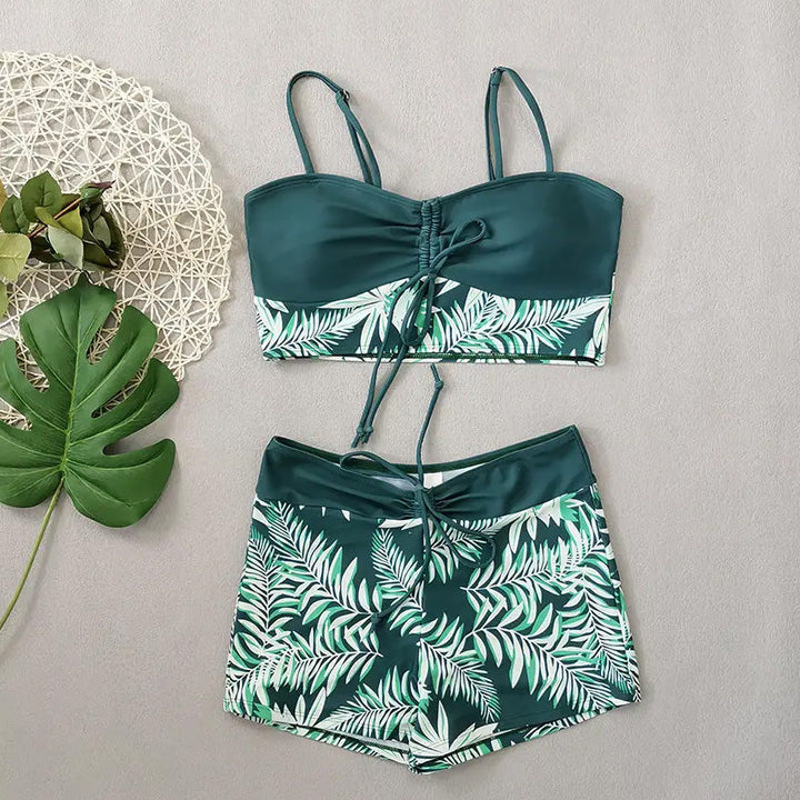 Women's Tankini with Tie-Front | Tropical Print