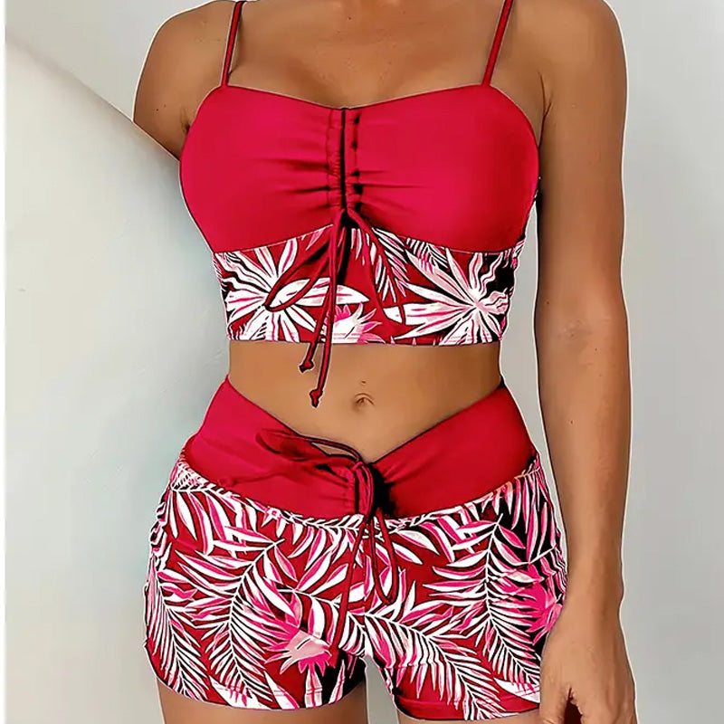 Women's Tankini with Tie-Front | Tropical Print