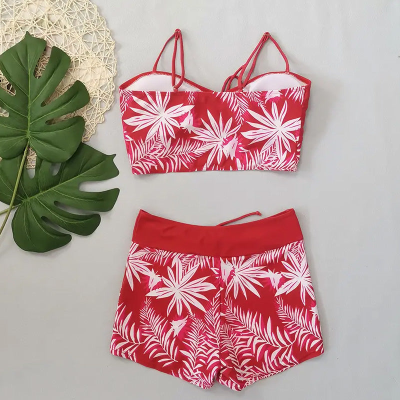 Women's Tankini with Tie-Front | Tropical Print
