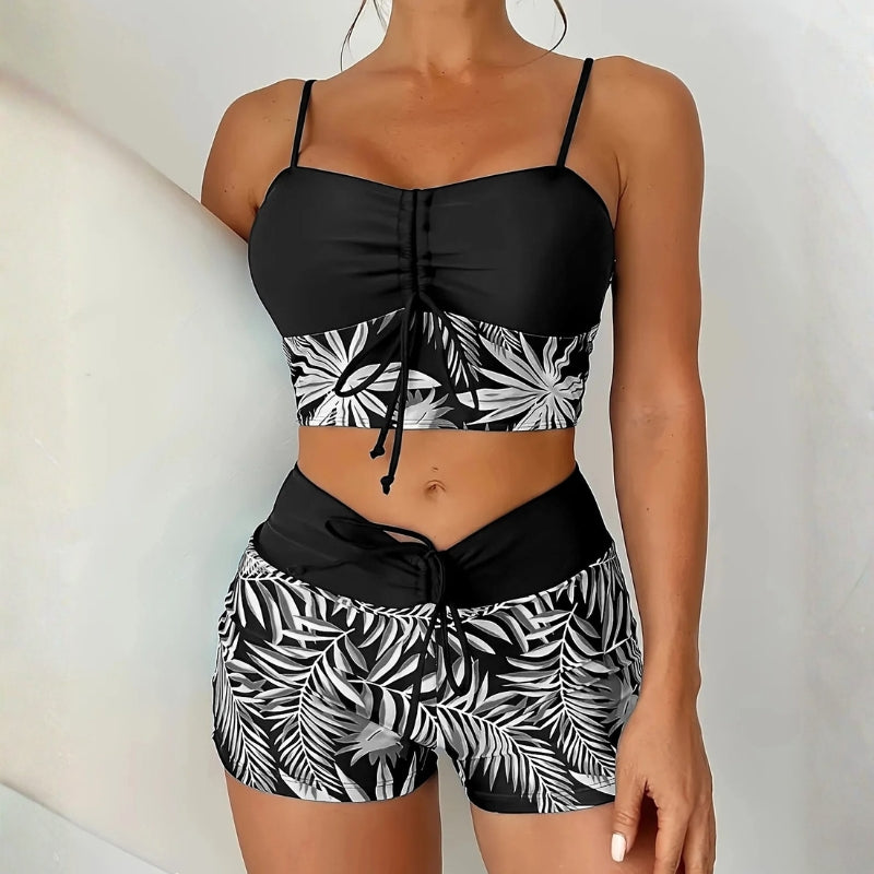 Women's Tankini with Tie-Front | Tropical Print