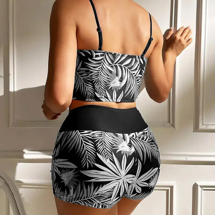 Women's Tankini with Tie-Front | Tropical Print