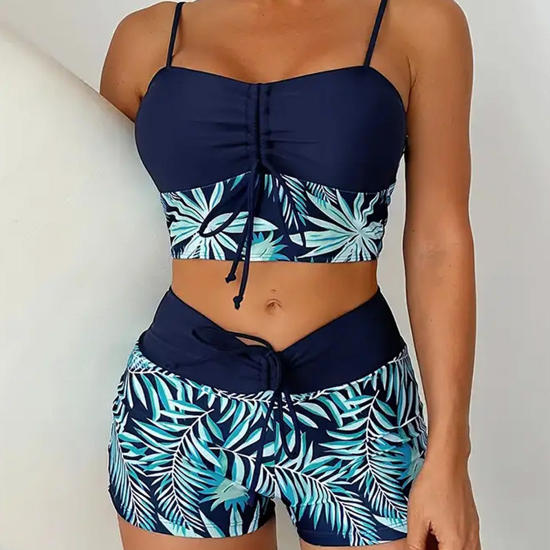 Women's Tankini with Tie-Front | Tropical Print