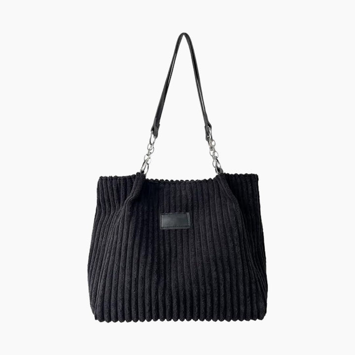 Women's Tote Bag with Chain Strap | Ribbed