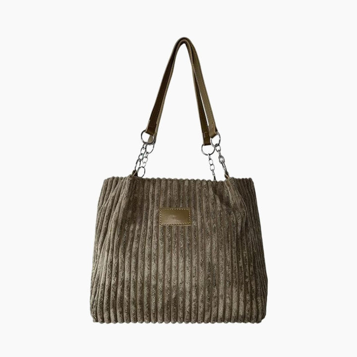 Women's Tote Bag with Chain Strap | Ribbed