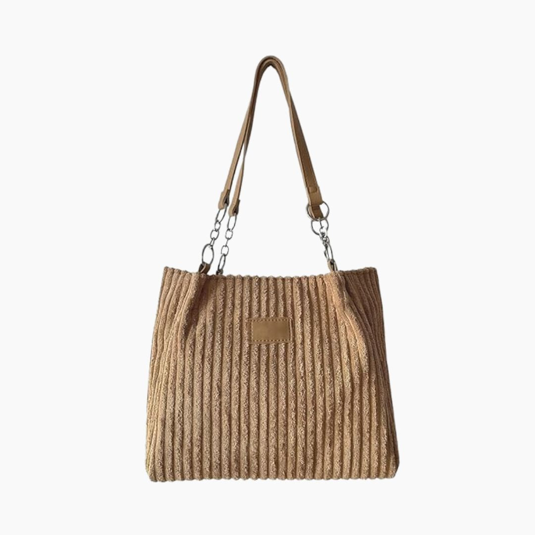 Women's Tote Bag with Chain Strap | Ribbed