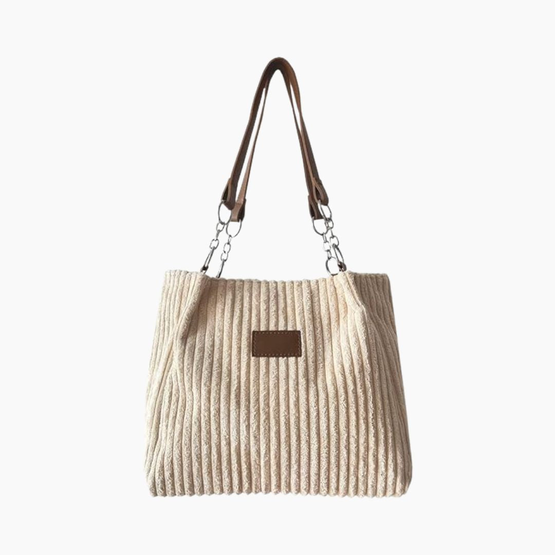 Women's Tote Bag with Chain Strap | Ribbed