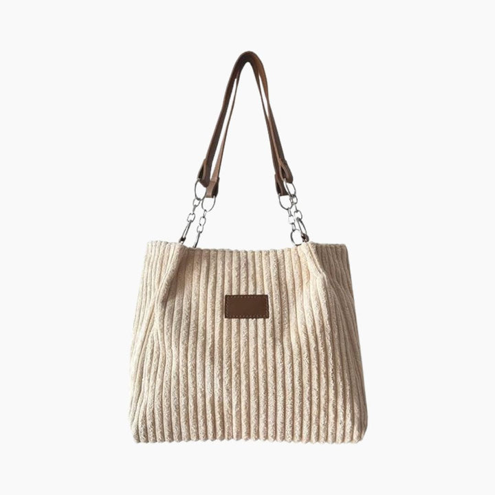 Women's Tote Bag with Chain Strap | Ribbed