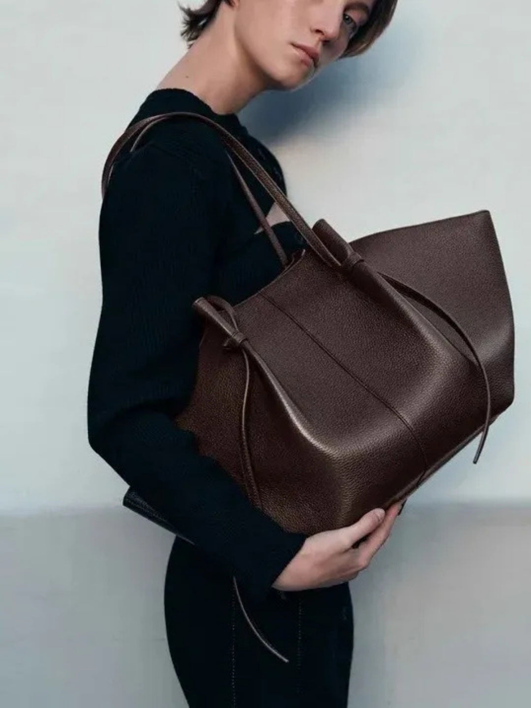 Women's Tote Bag with Knot Tie Detail | Large