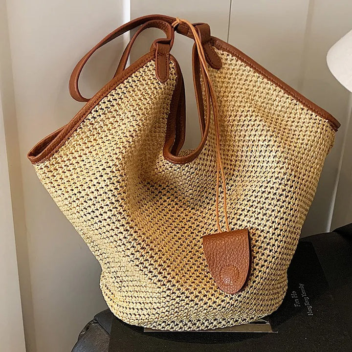 Women's Tote Bag with Woven Design & Contrast Trim | Slouchy