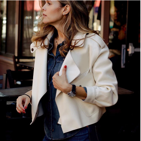 Women's Trench Coat Cropped | Button Detail