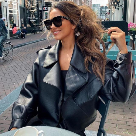 Women's Trench Coat Cropped | Button Detail
