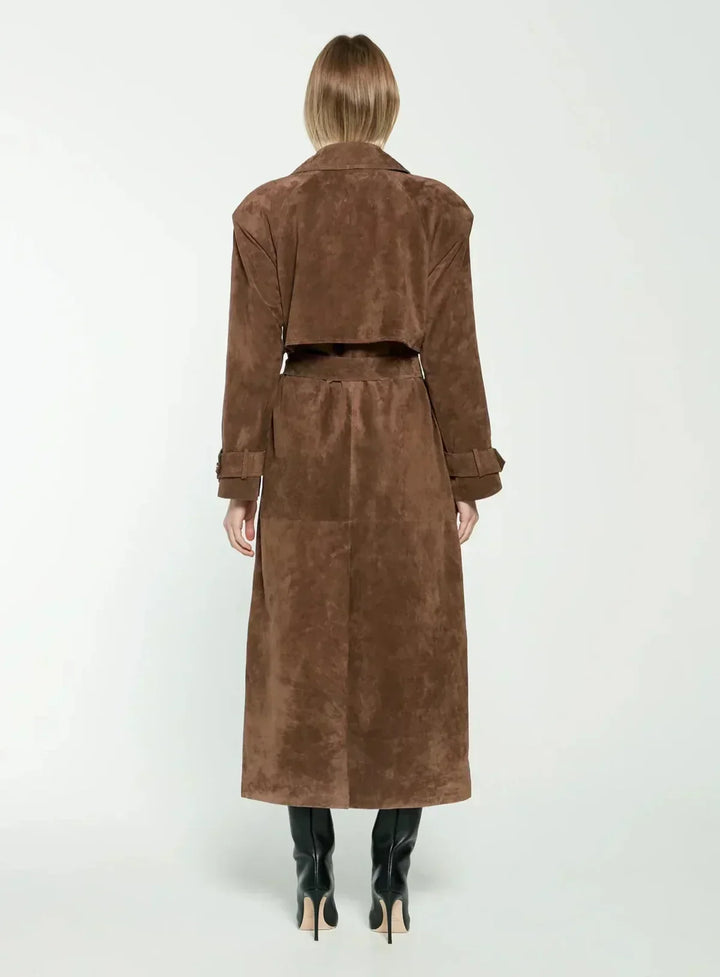 Women's Trench Coat with Belt & Lapel | Long