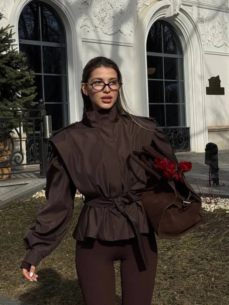 Women's Trench Coat with Belted Waist | High Neck