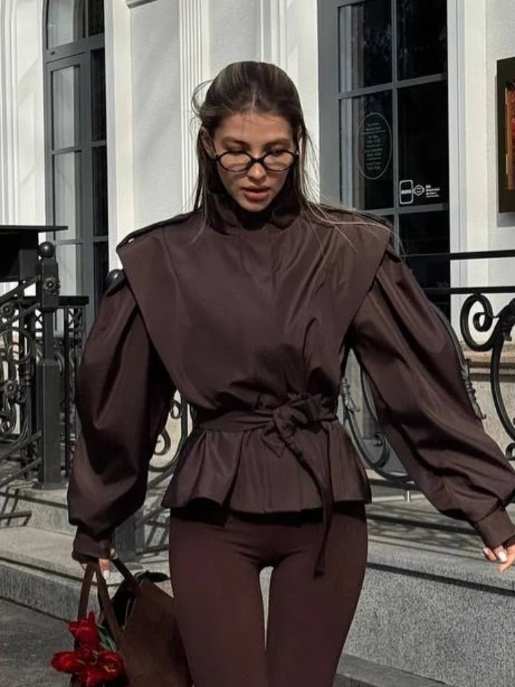 Women's Trench Coat with Belted Waist | High Neck