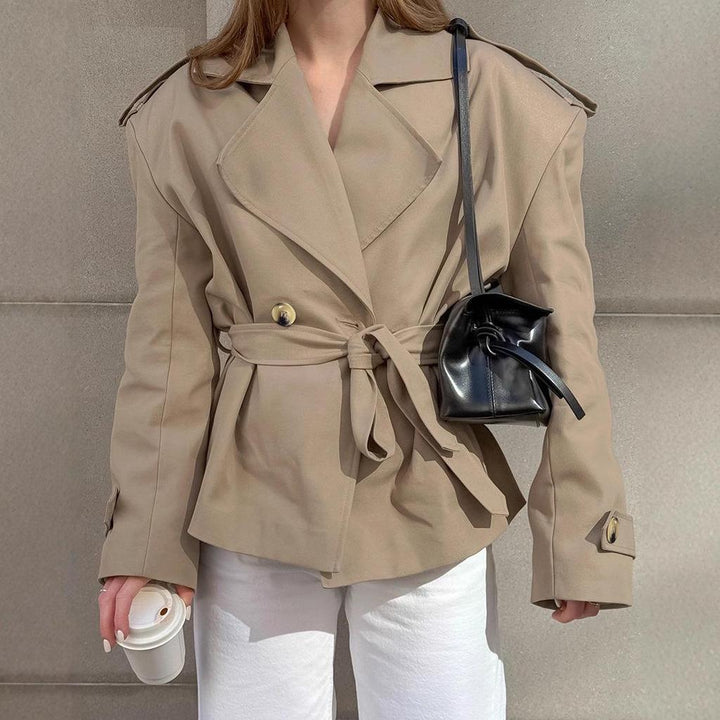 Women's Trench Coat with Belted Waist | Notched Lapel