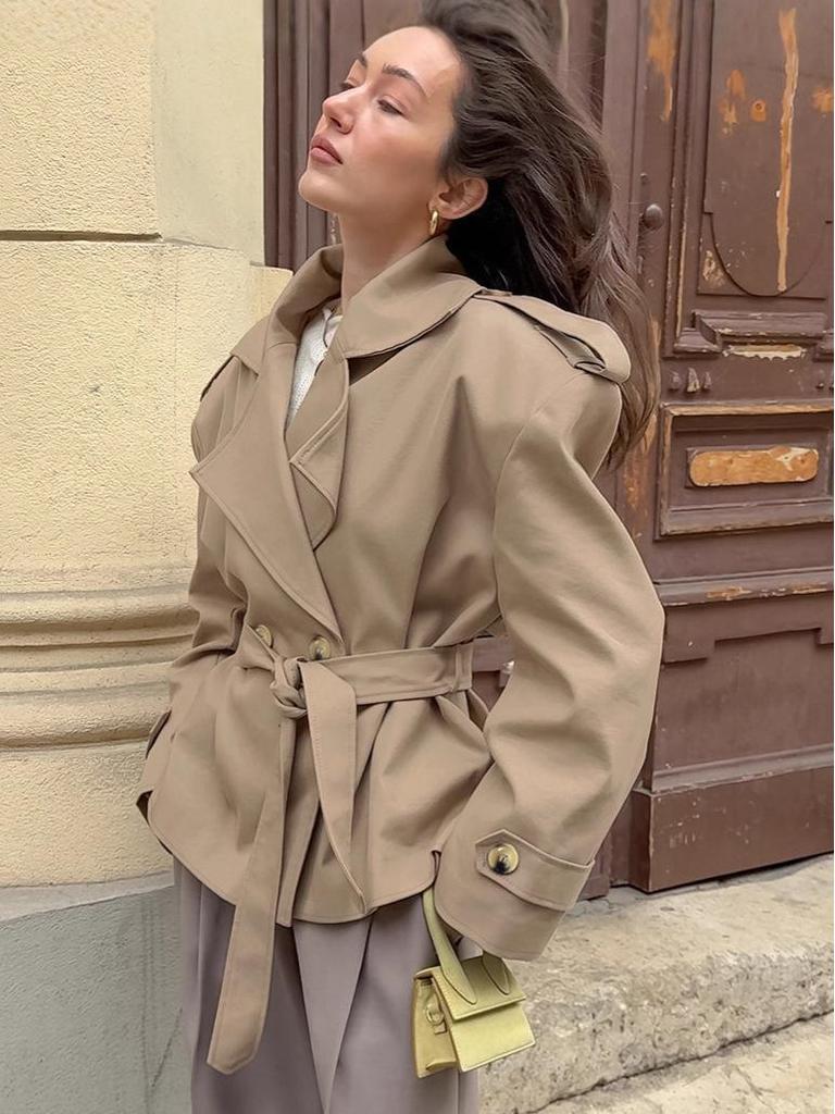 Women's Trench Coat with Belted Waist | Notched Lapel