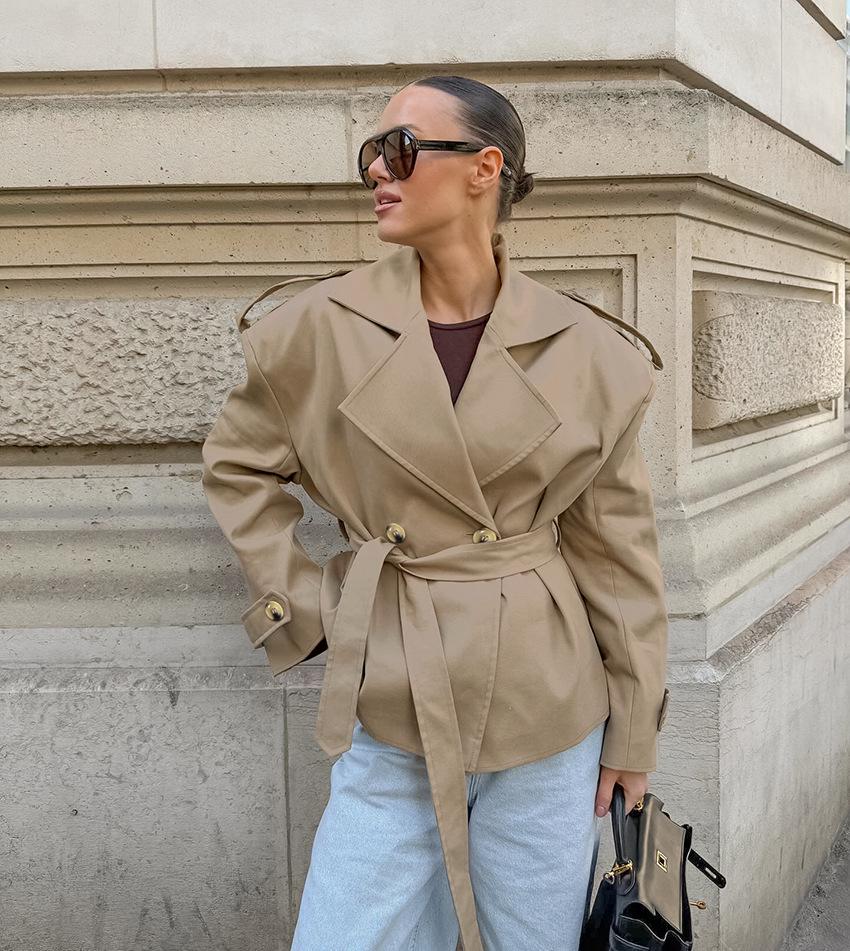 Women's Trench Coat with Belted Waist | Notched Lapel