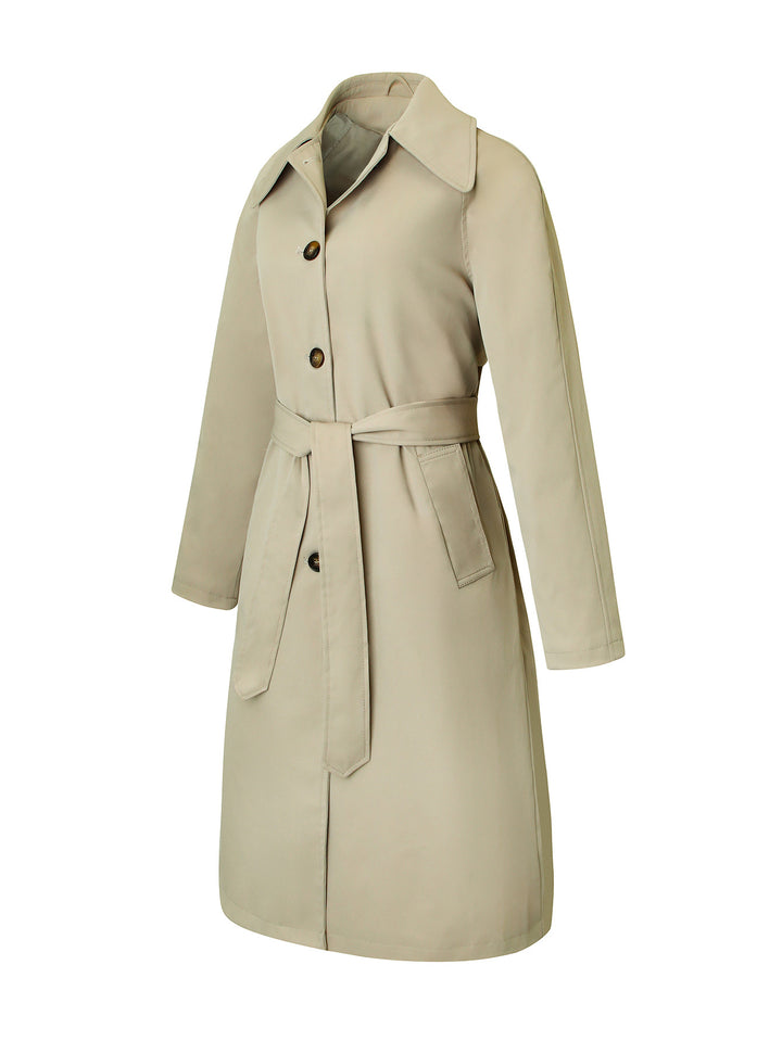 Women's Trench Coat with Button Front | Collar