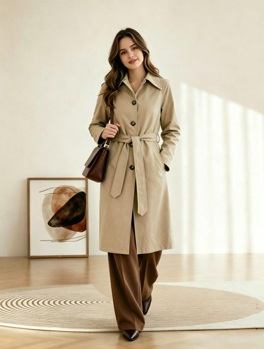 Women's Trench Coat with Button Front | Collar