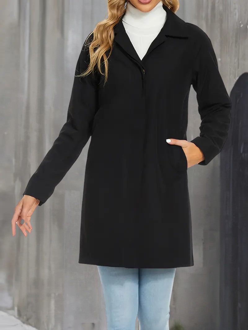 Women's Trench Coat with Button Front | Collar