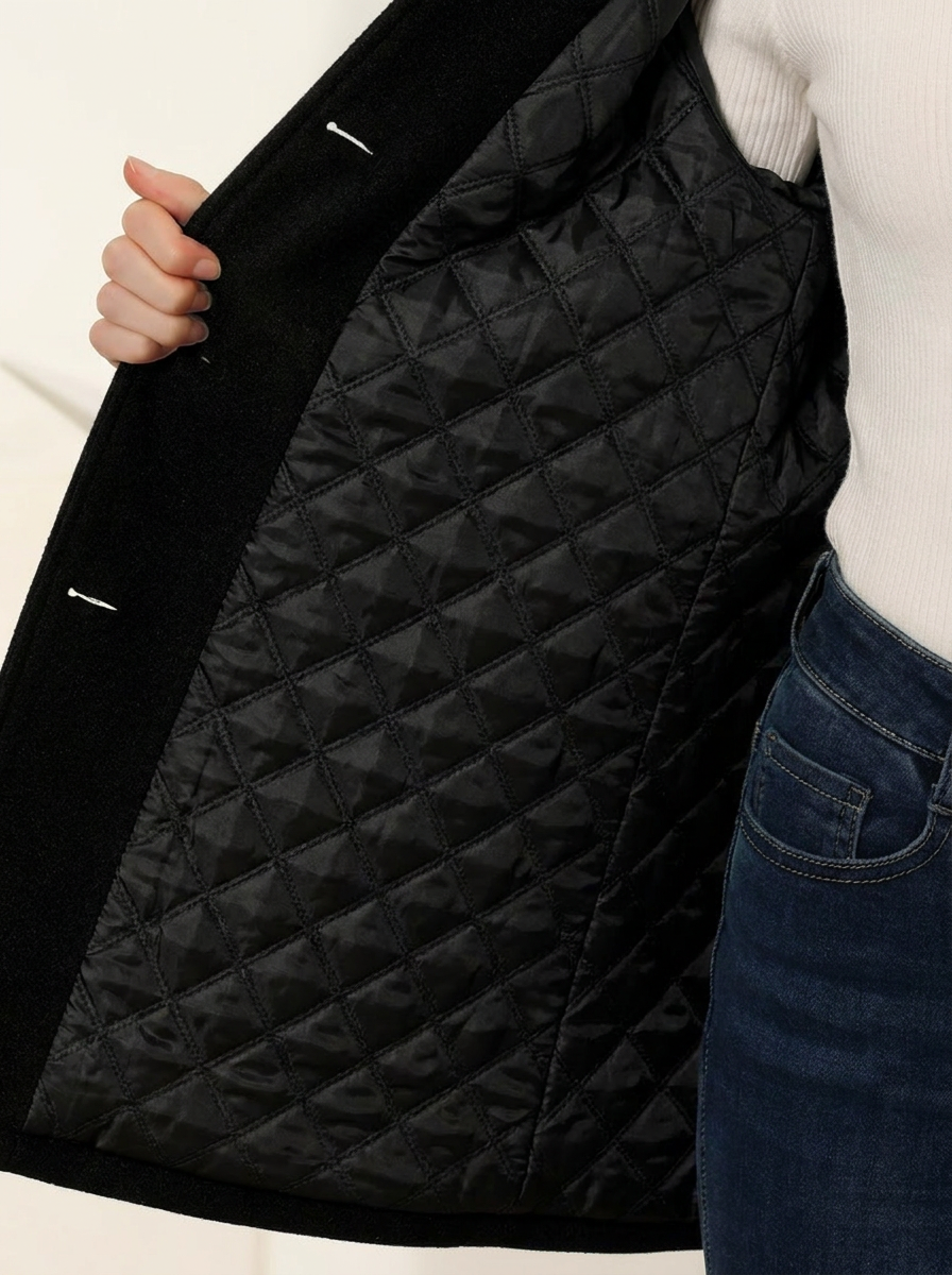 Women's Trench Coat with Collar & Buttons | Long Single Breasted