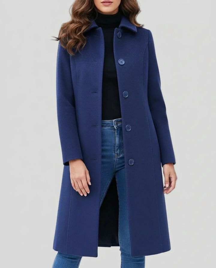 Women's Trench Coat with Collar & Buttons | Long Single Breasted